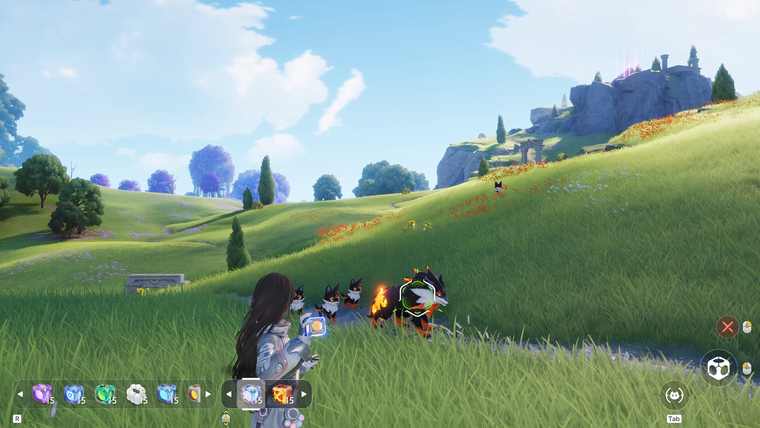 Aniilog screen showing Emberpup, Flameruff, Scorchhowl, Celestis, Stellarys, Hummin and Witchin cards